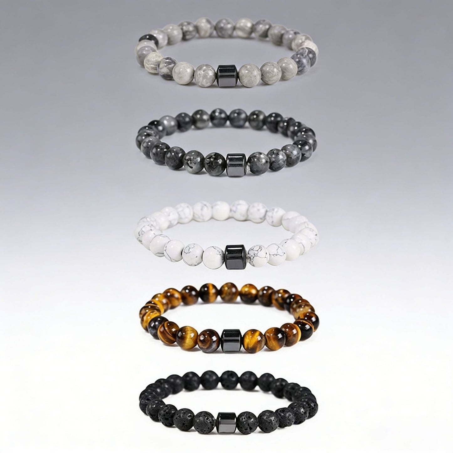 Handmade Geometric Round Synthetic Stone Beaded Bracelet Unisex