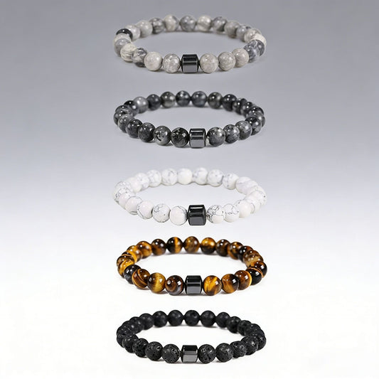 Handmade Geometric Round Synthetic Stone Beaded Bracelet Unisex