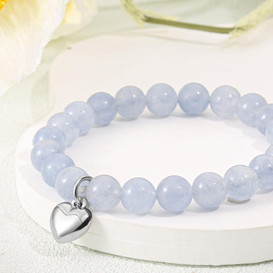 Heart Shape Tiger Eye Volcanic Stone White Pine Sandstone Beaded Bracelet Set Unisex