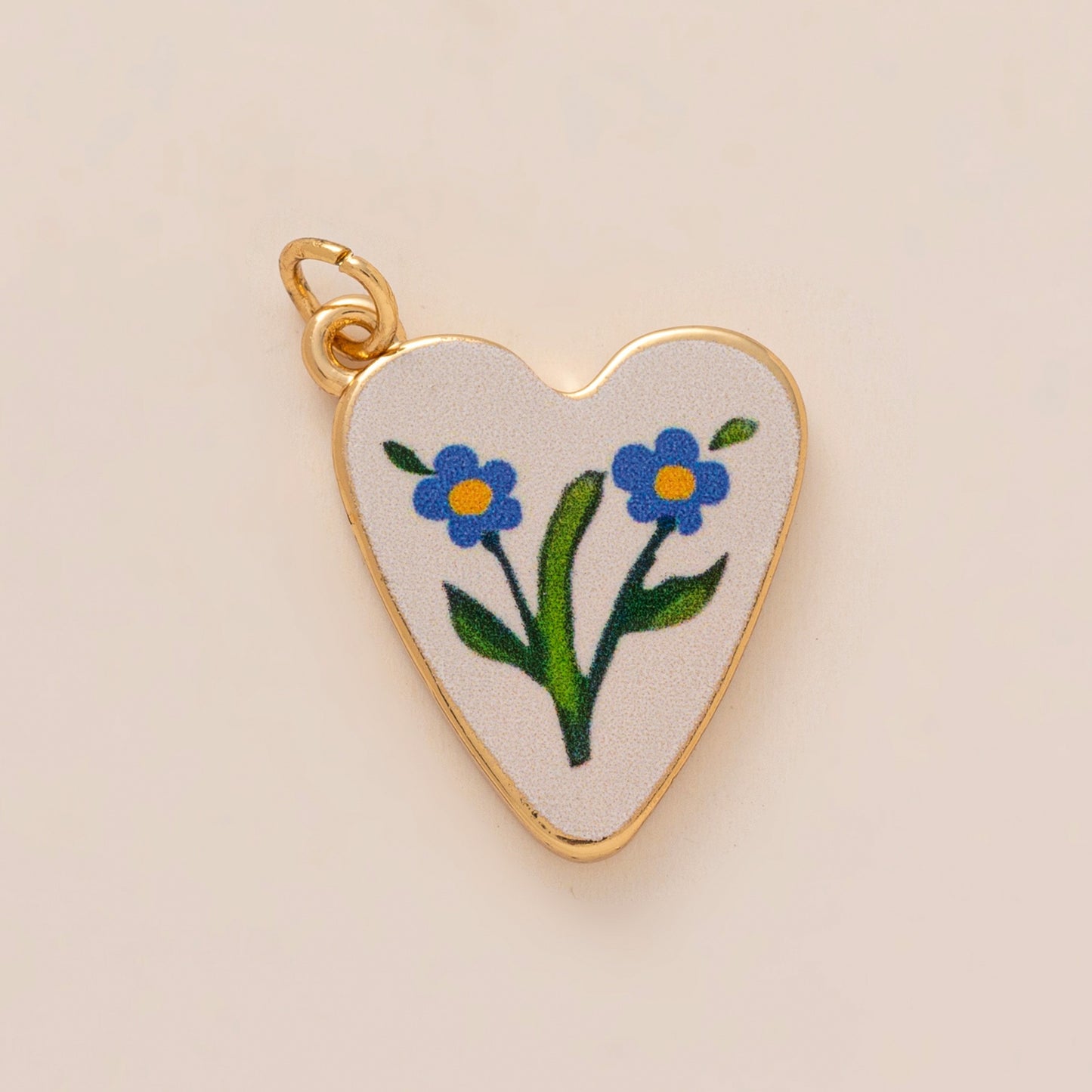 Sweet Floral Brass Plated Persimmon and Note Shoe Charm with Yellow Tulle Bow