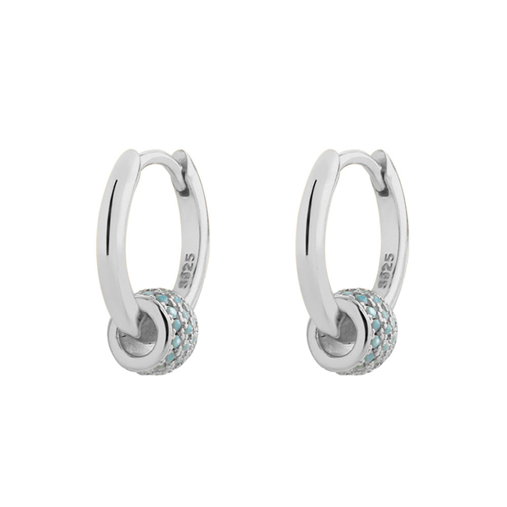 Aretes de aro de lujo para mujer de plata de ley 925, con diseño geométrico floral de mariposa en forma de lágrima y turquesa azul