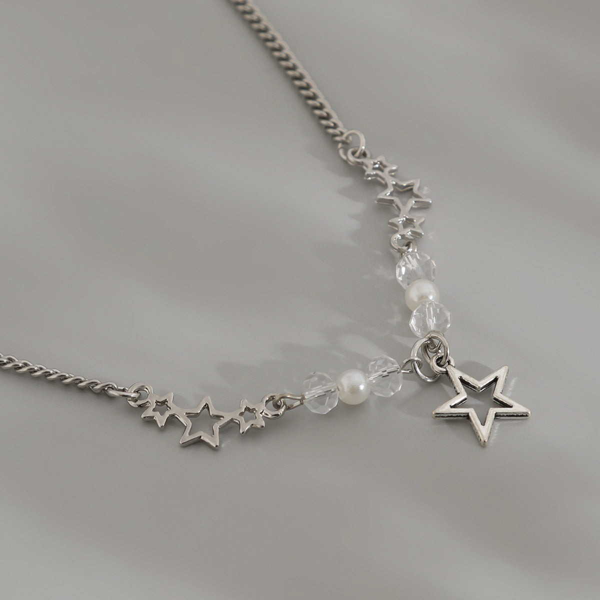 Minimalist Star Alloy Pendant Multi-layer Necklace with Imitation Pearl for Women