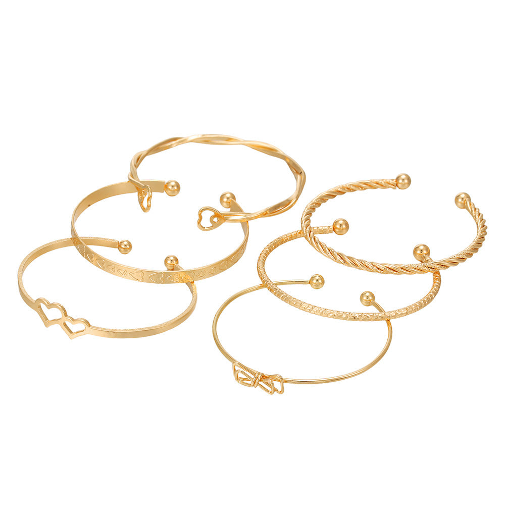 Butterfly Heart Iron Plated Bracelet Set for Women and Men