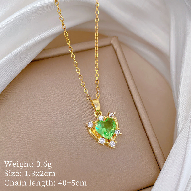 Sweet Minimalist Cross Micro-Inlaid Cubic Zirconia Brass Pendant Titanium Steel Necklace for Unisex