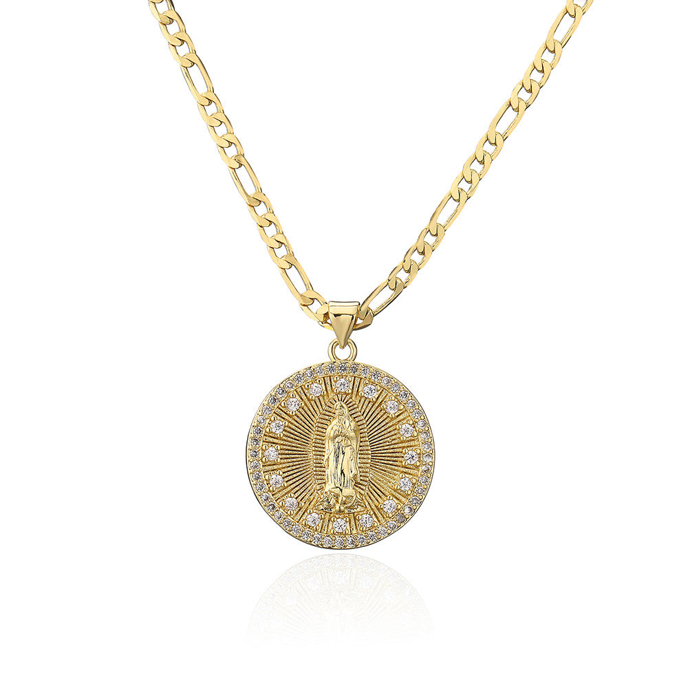 Minimalist Geometric Copper Pendant Necklace with 18K Gold Plating and Micro-Paved Zirconia for Women