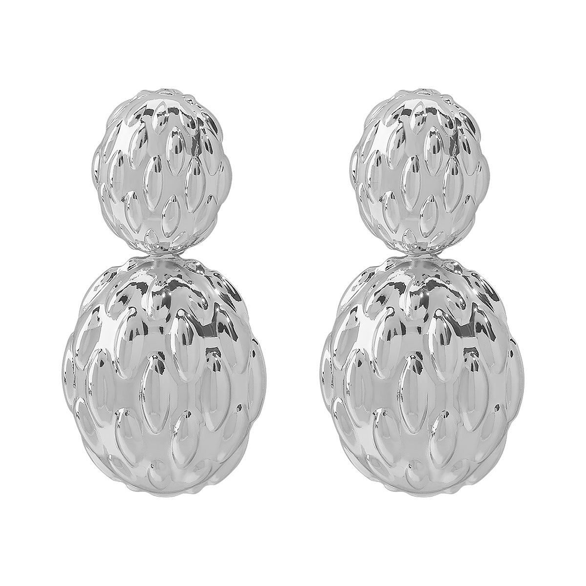 Pendientes geométricos con forma de capullo, estilo vintage francés, con volantes, de hierro con acabado galvanizado