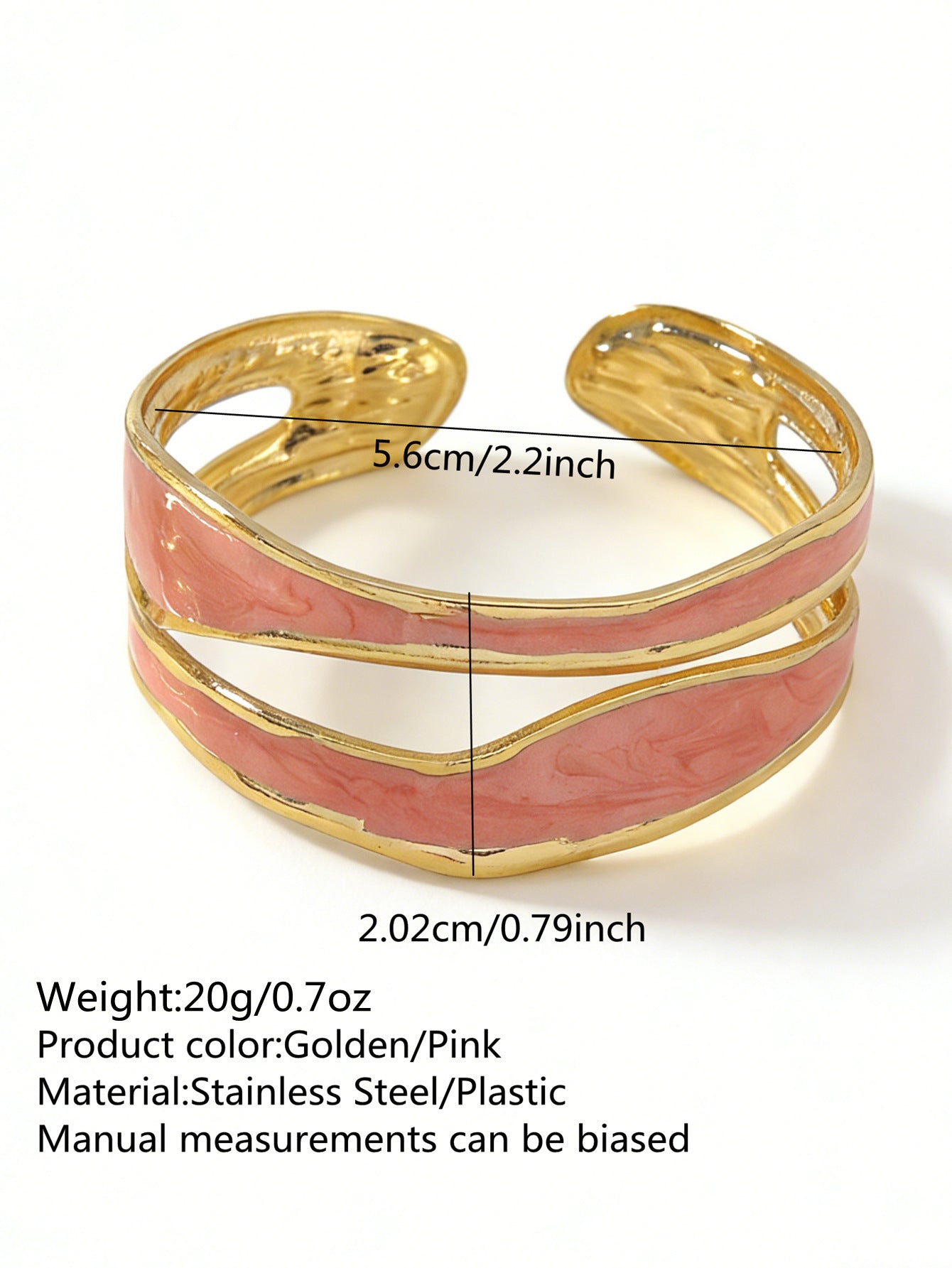 Elegante Pulsera Abierta de Lujo Floral con Esmalte de Aceite de Acero Inoxidable y Titanio con Cereza