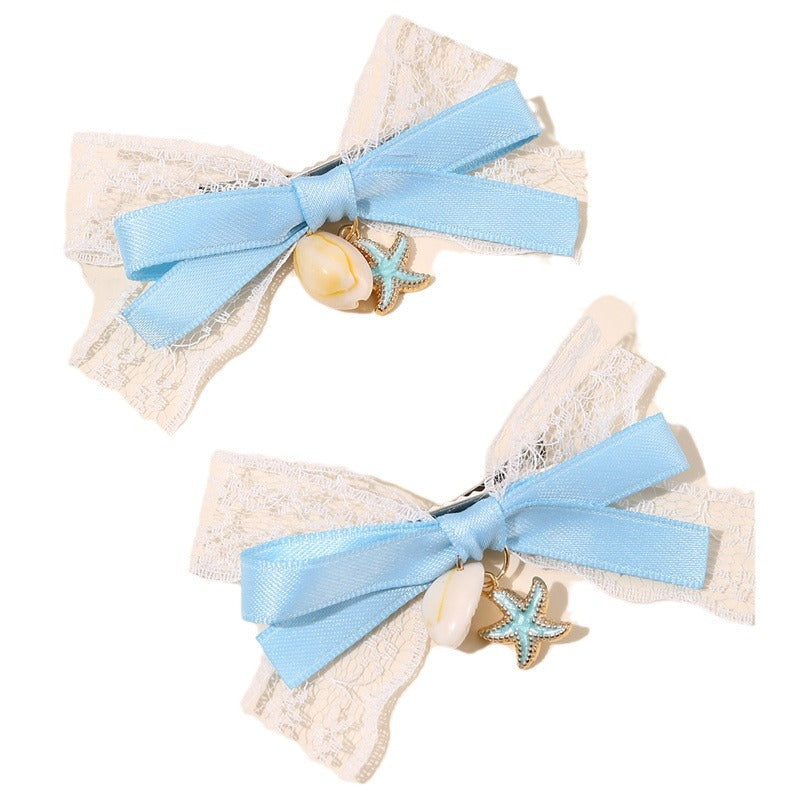 Fermaglio per capelli a fiocco con nappe e rete arricciata per bambine accessorio per capelli per bambine di ispirazione vintage