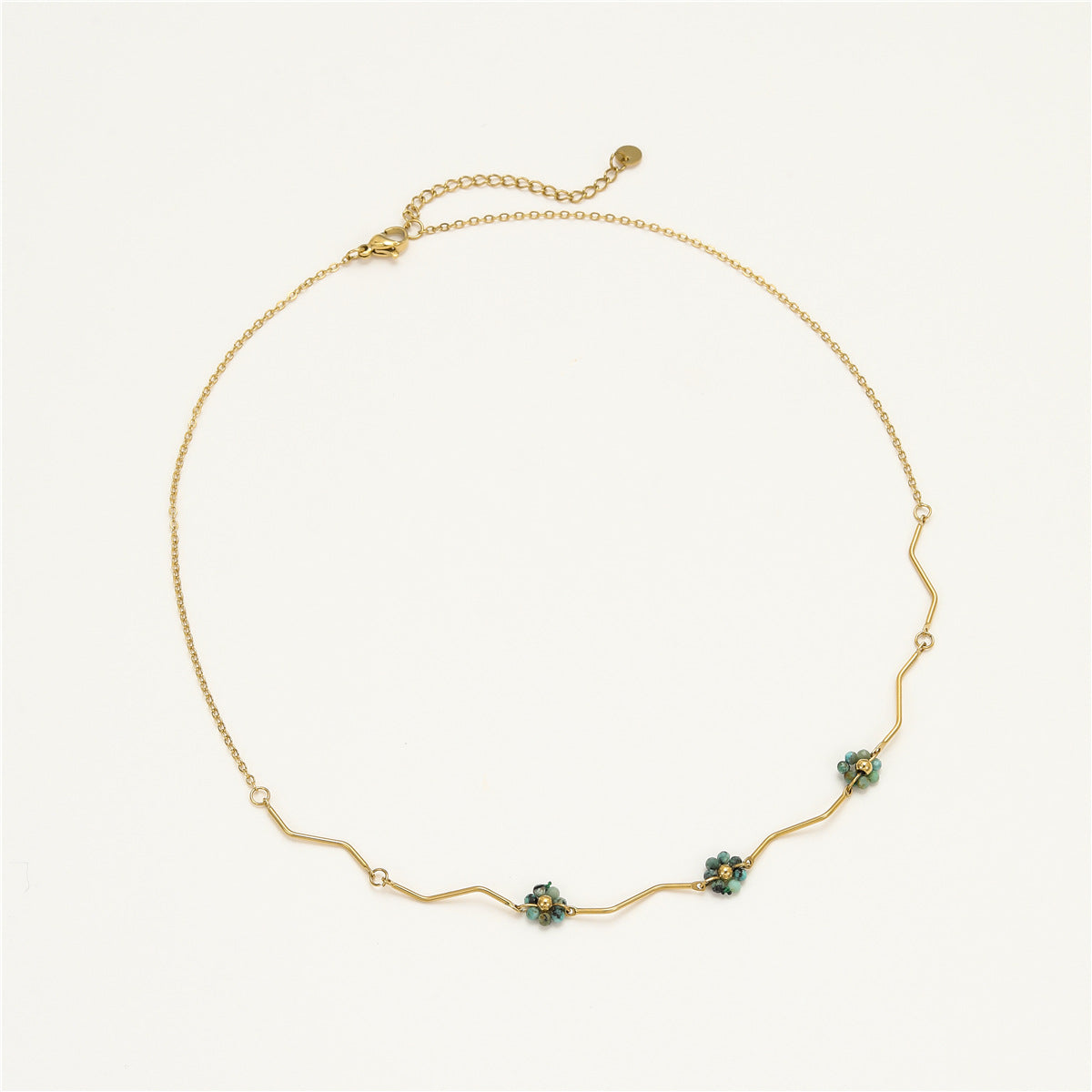 Collana con Ciondolo a Fiore Minimalista in Acciaio Inossidabile Stile Francese con Finitura Galvanizzata per Donne