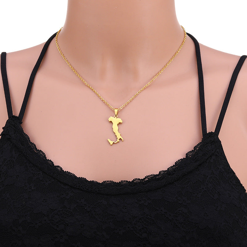 Collana pendente geometrica stile etnico in acciaio inossidabile con finitura placcata per donne e uomini, collana a strati a catena O minimalista