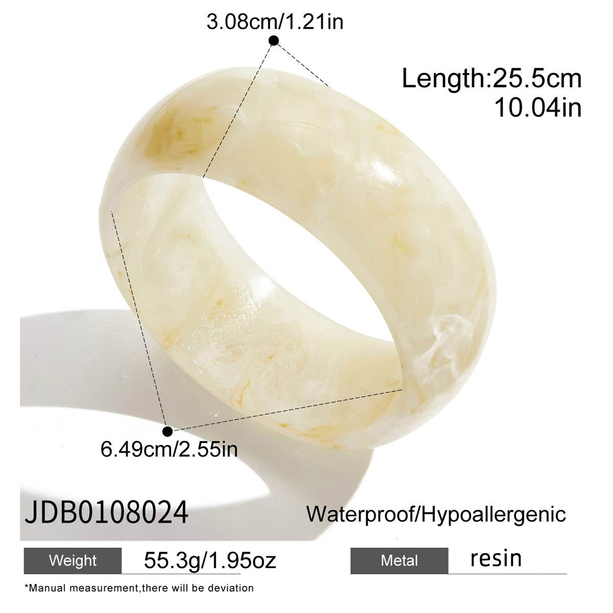 Bracciale Largo Irregolare da Donna in Resina con Placcatura in Acciaio Inossidabile, Design Geometrico e Ovale, Accessorio alla Moda in Stile Ufficio