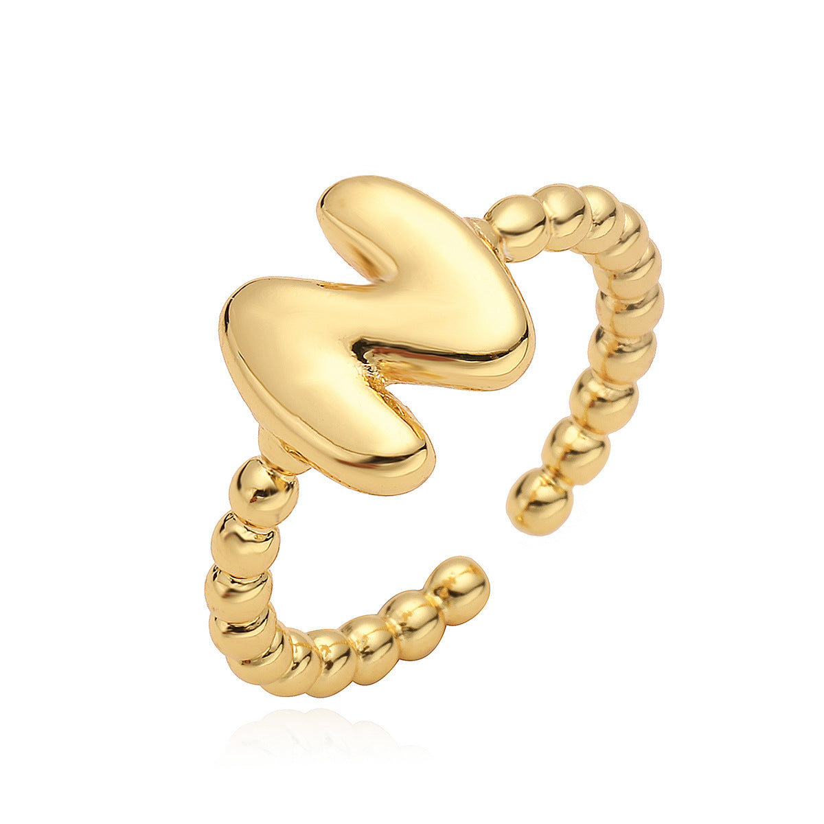Minimalist 18K Gold Plated Brass Letter Ring for Women