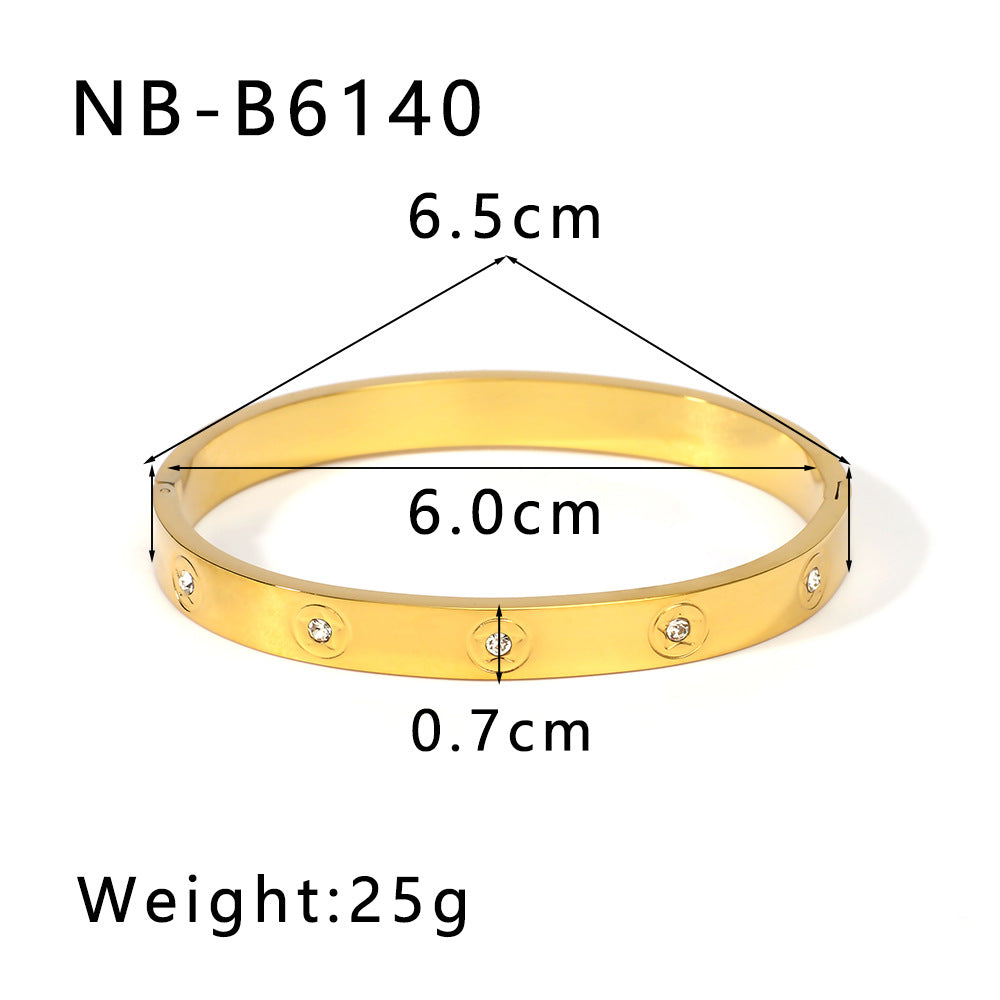 Set di bracciali in acciaio inossidabile a forma di cuore, fiocco di neve e foglia geometrica stile Ins con intarsio di strass da donna