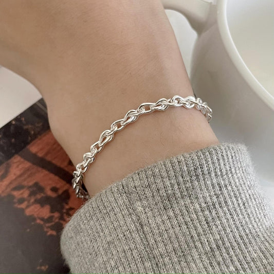 Pulsera geométrica cuadrada hecha a mano de plata de ley 925 minimalista