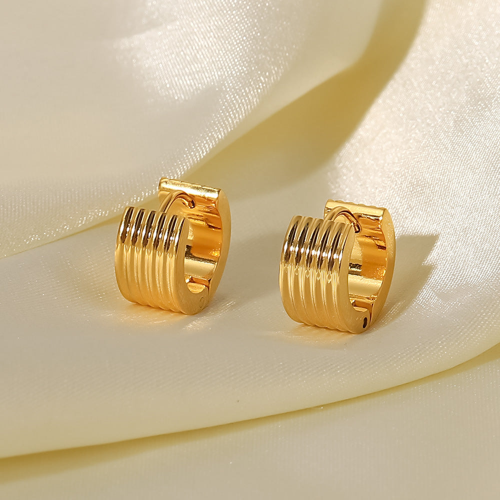 Pendientes de Acero de Titanio Geométricos Estilo INS con Chapado en Oro de 18K para Mujer