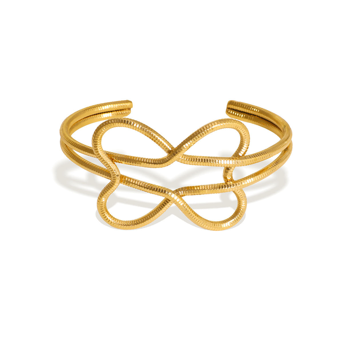 Minimalist Vintage Geometric Stainless Steel Bracelet with 18K Gold Plating for Women