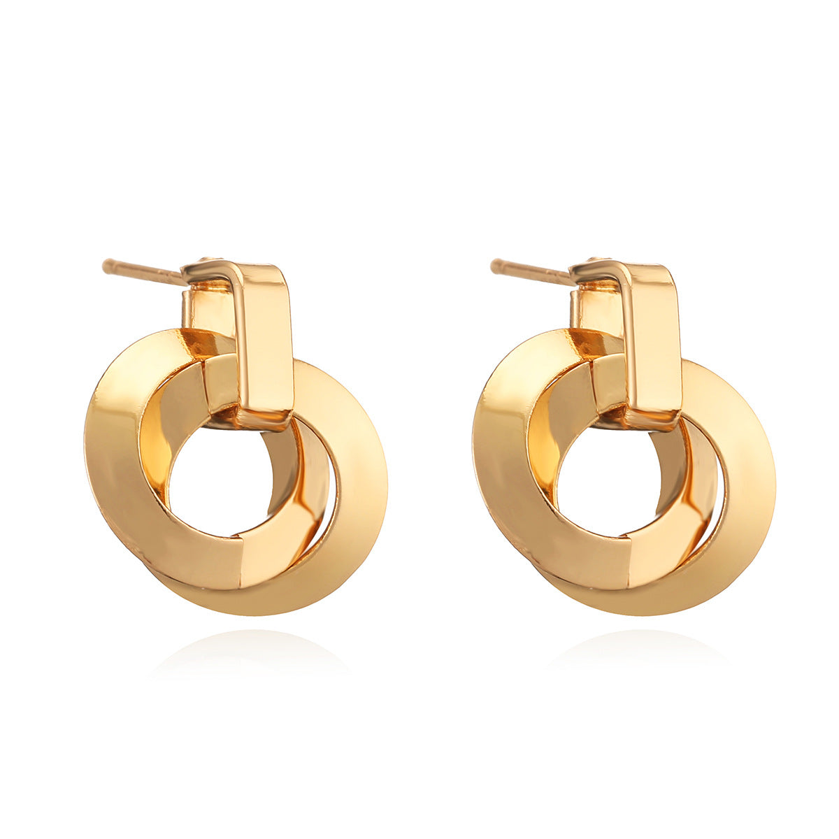 Minimalist Geometric Copper Gold-Plated Hoop Earrings for Women with Irregular Shape Design