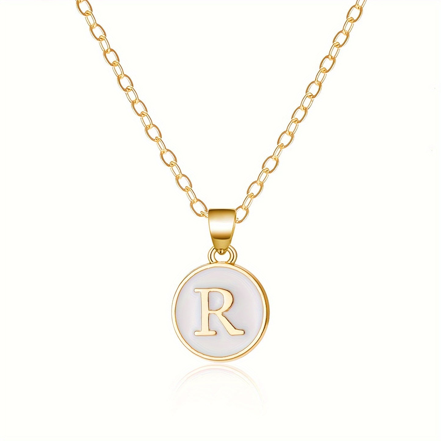 Collana con Pendente a Goccia d'Olio Alfabeto Lettera Rotonda Minimalista in Lega Placcata, Bicolore Bianco e Nero