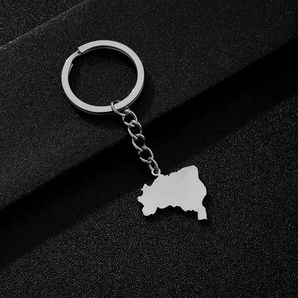 Colgante de Llavero de Acero Inoxidable Pulido con Forma de Corazón Estilo Étnico y Detalles Calados