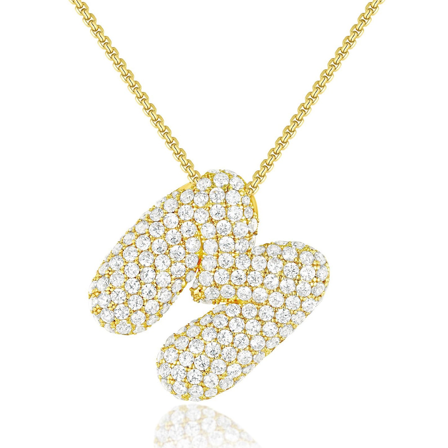 Luxury Elegant Gold Silver Plated Brass Letter Pendant Necklace with Cubic Zirconia for Women