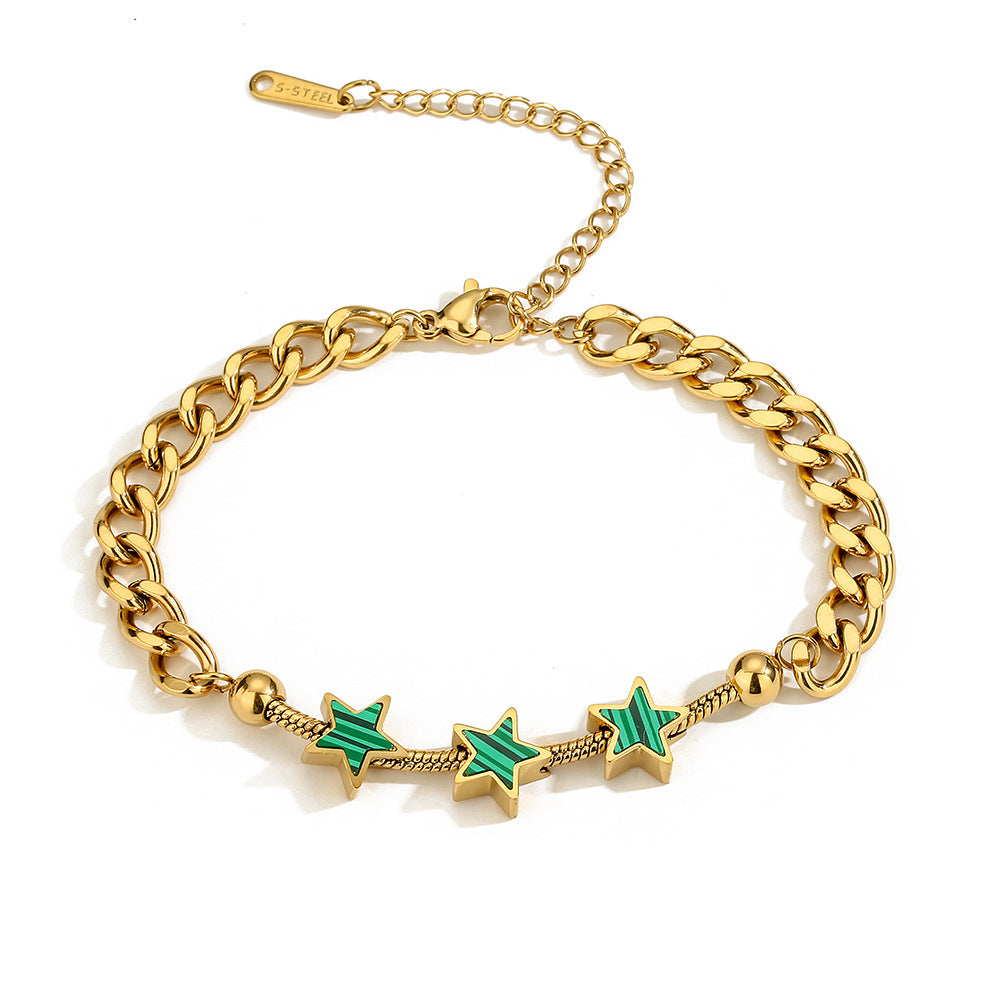 Minimalist Geometric Star Titanium Steel Plated Bracelet for Women with Elegant Retro Touch