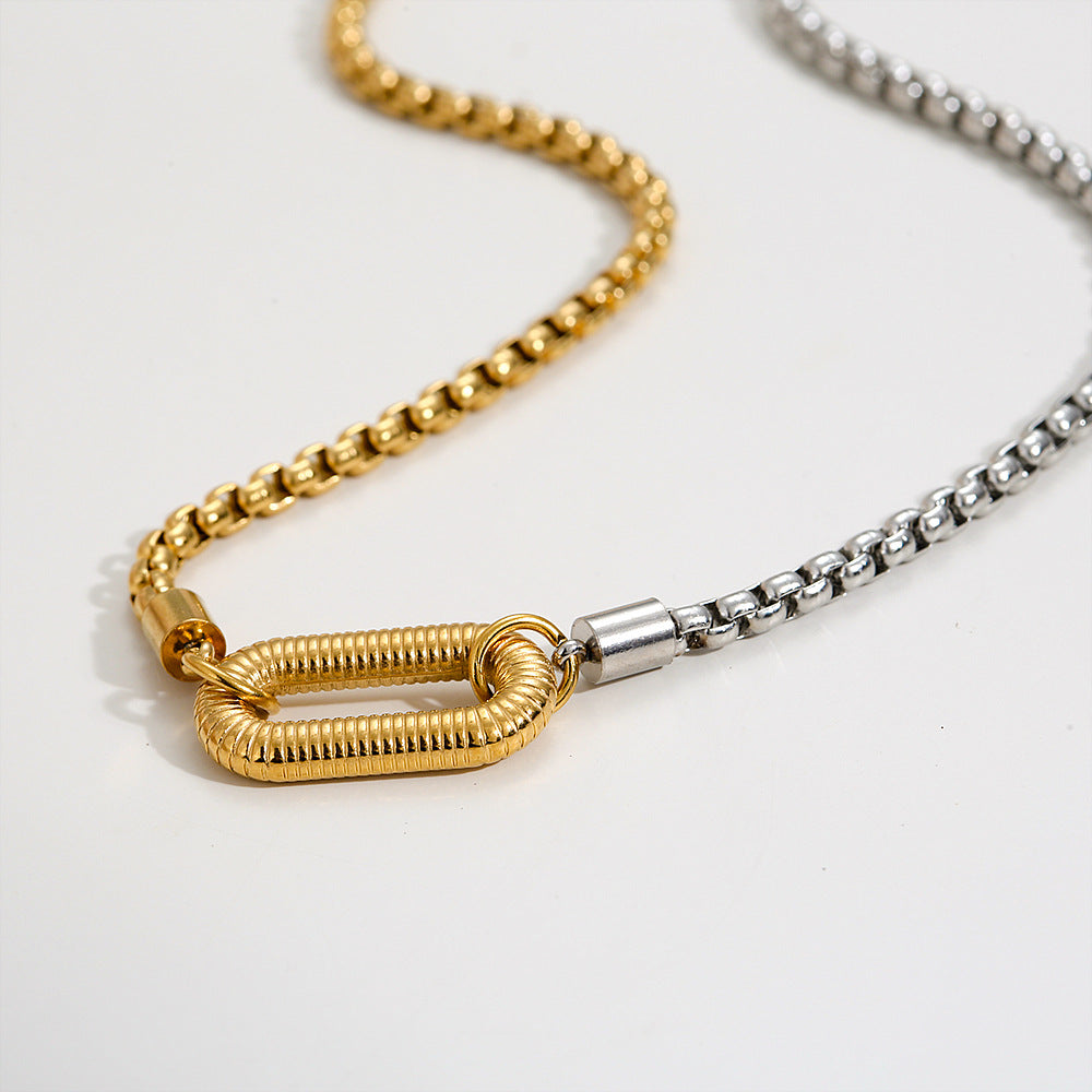 Collana Minimalista di Lusso in Acciaio Inossidabile Placcato Oro 18K con Pendente a U e a Goccia e Catena di Perle