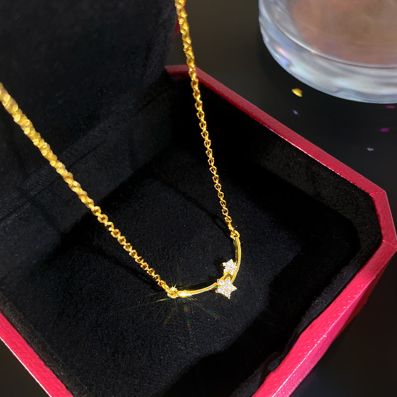 Minimalist Sweet Heart Full Cubic Zirconia Plated Titanium Steel Necklace with Brass Pendant Cable Chain Unisex