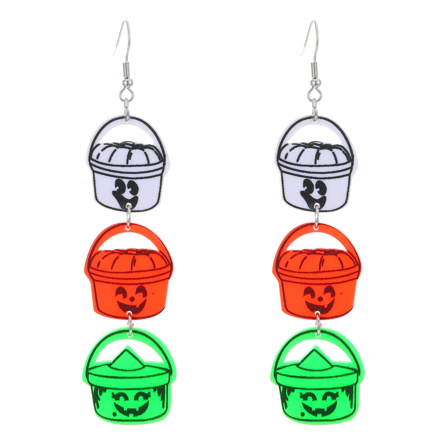 Pendientes Geométricos de Murciélago y Calabaza Acrílicos con Diseño Impreso de Terror Oscuro Temática de Halloween para Mujer