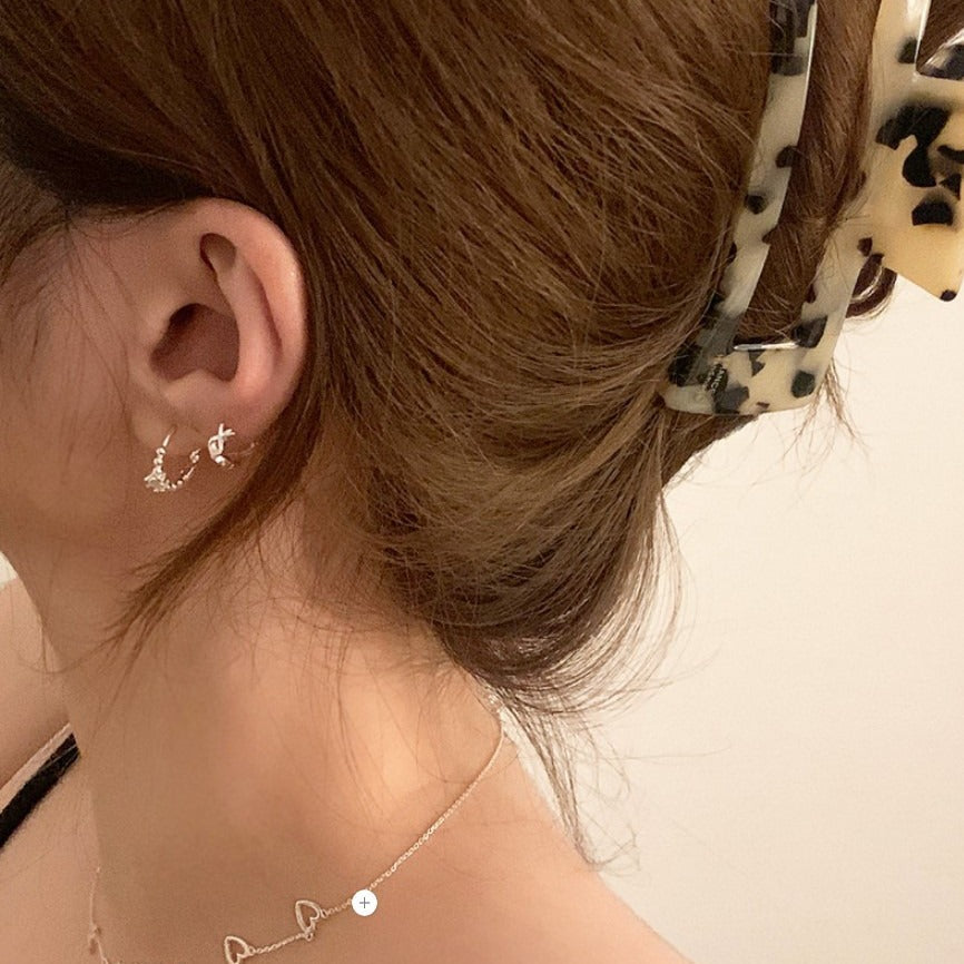Orecchini da donna minimalisti a goccia in argento sterling 925 con intarsio di perle