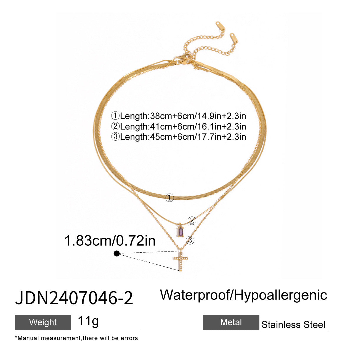 Elegant Geometric Square Stainless Steel Necklace with Titanium Steel Pendant and Cubic Zirconia Inlay for Women