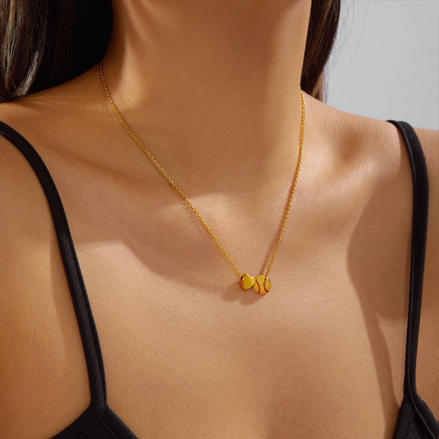Ciondolo a cuore sportivo in lega di zinco placcata Collana a catena cubana Gioielli di moda unisex
