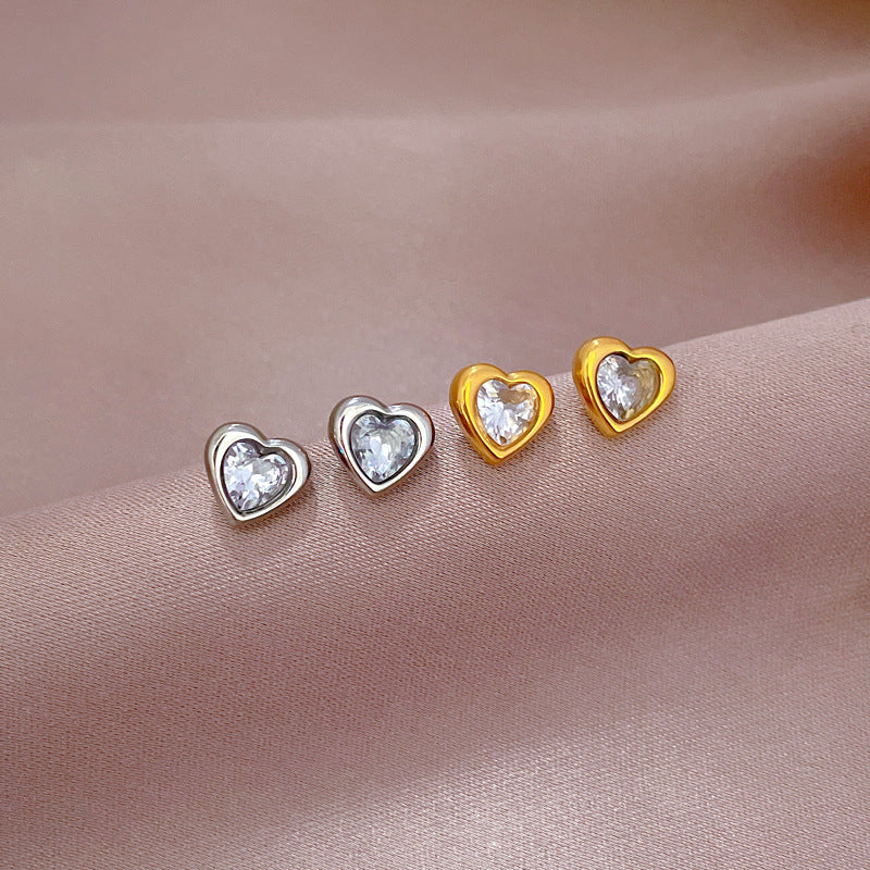 Minimalist Heart Geometric Titanium Steel Earrings Nature-Inspired Women's Stud Earrings