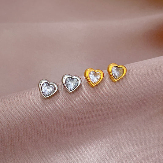 Minimalist Heart Geometric Titanium Steel Earrings Nature-Inspired Women's Stud Earrings