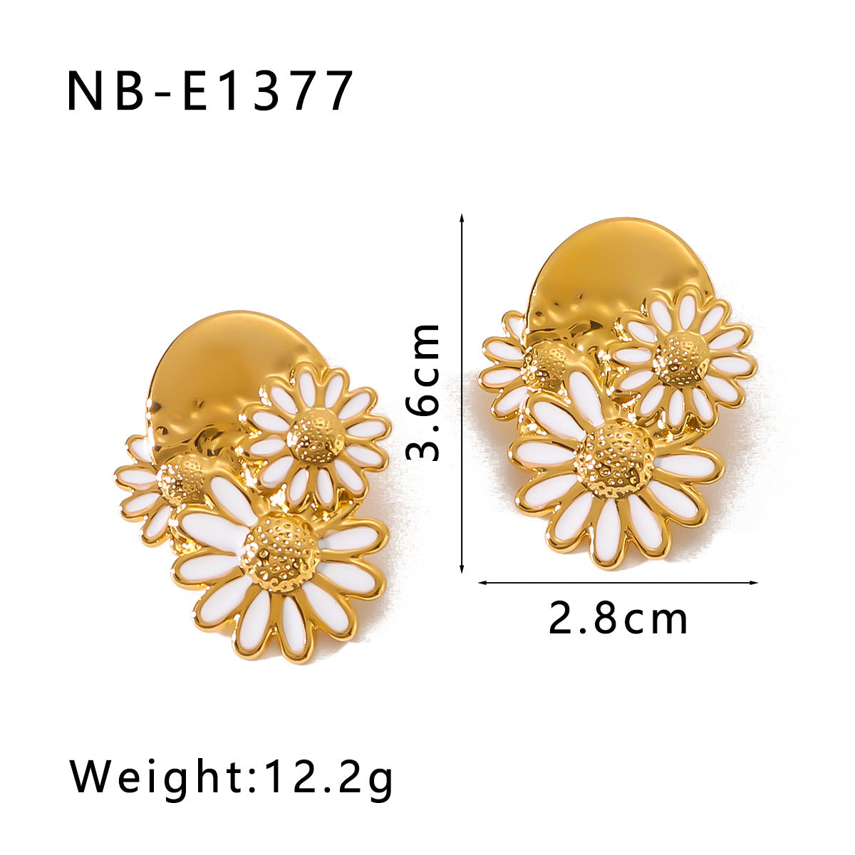 Orecchini a perno minimalisti a forma di margherita in acciaio inossidabile placcati oro 18 carati da donna
