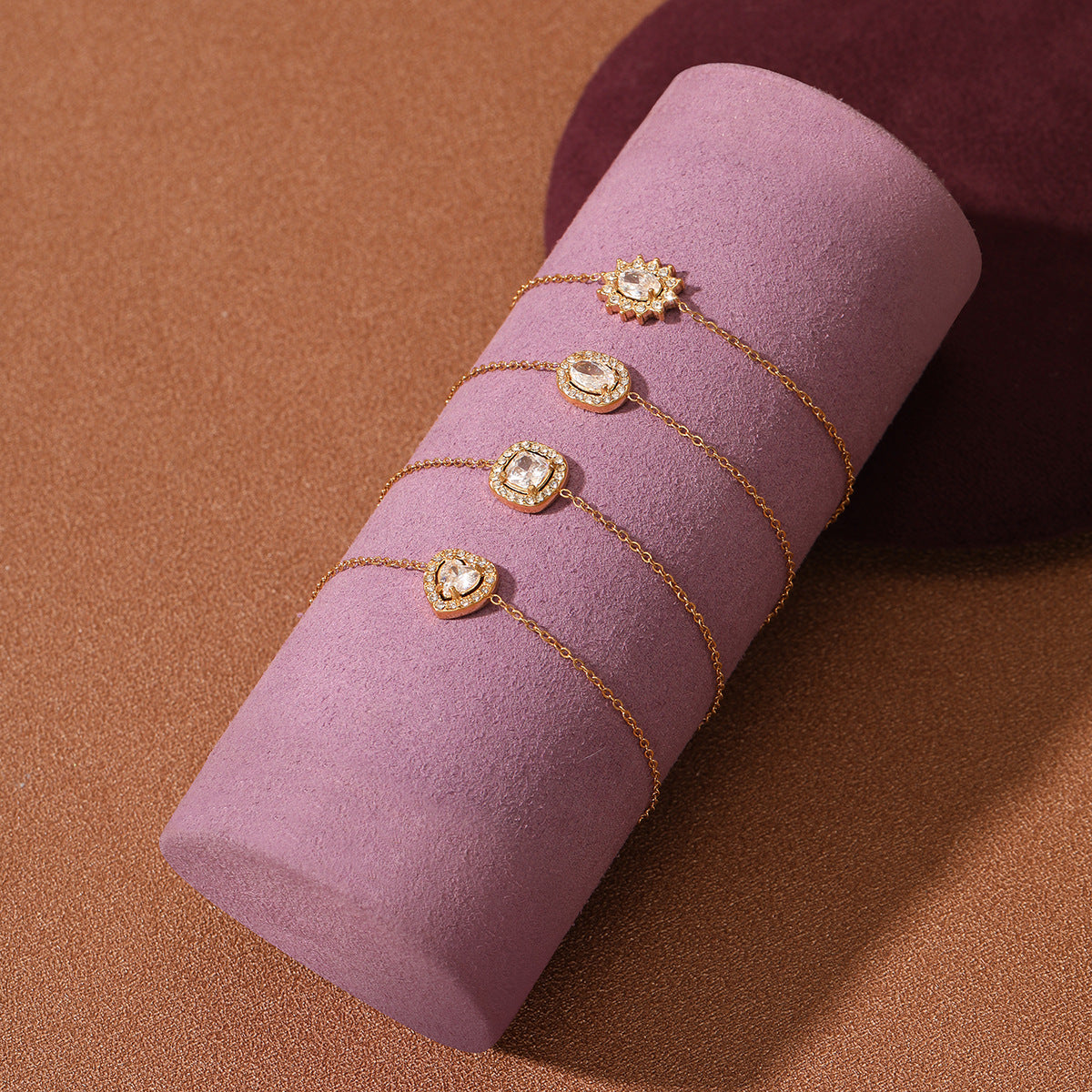 Fashion OL Geometric 18K Gold Plated Stainless Steel Bracelet for Women with Rhinestone
