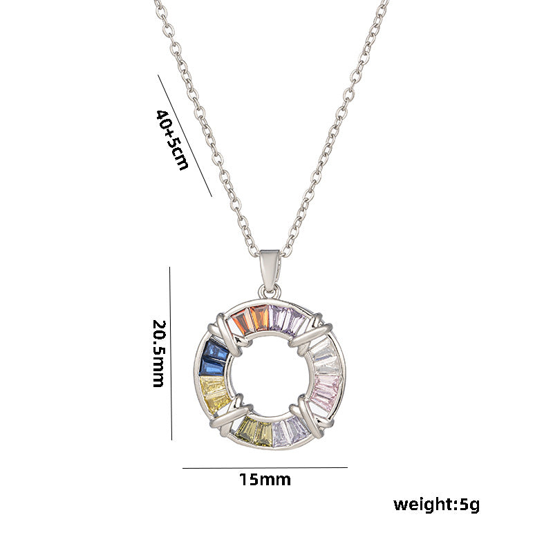 Unique Design 18K Rose Gold Plated Round Crystal Necklace Women Titanium Steel O-Chain Choker