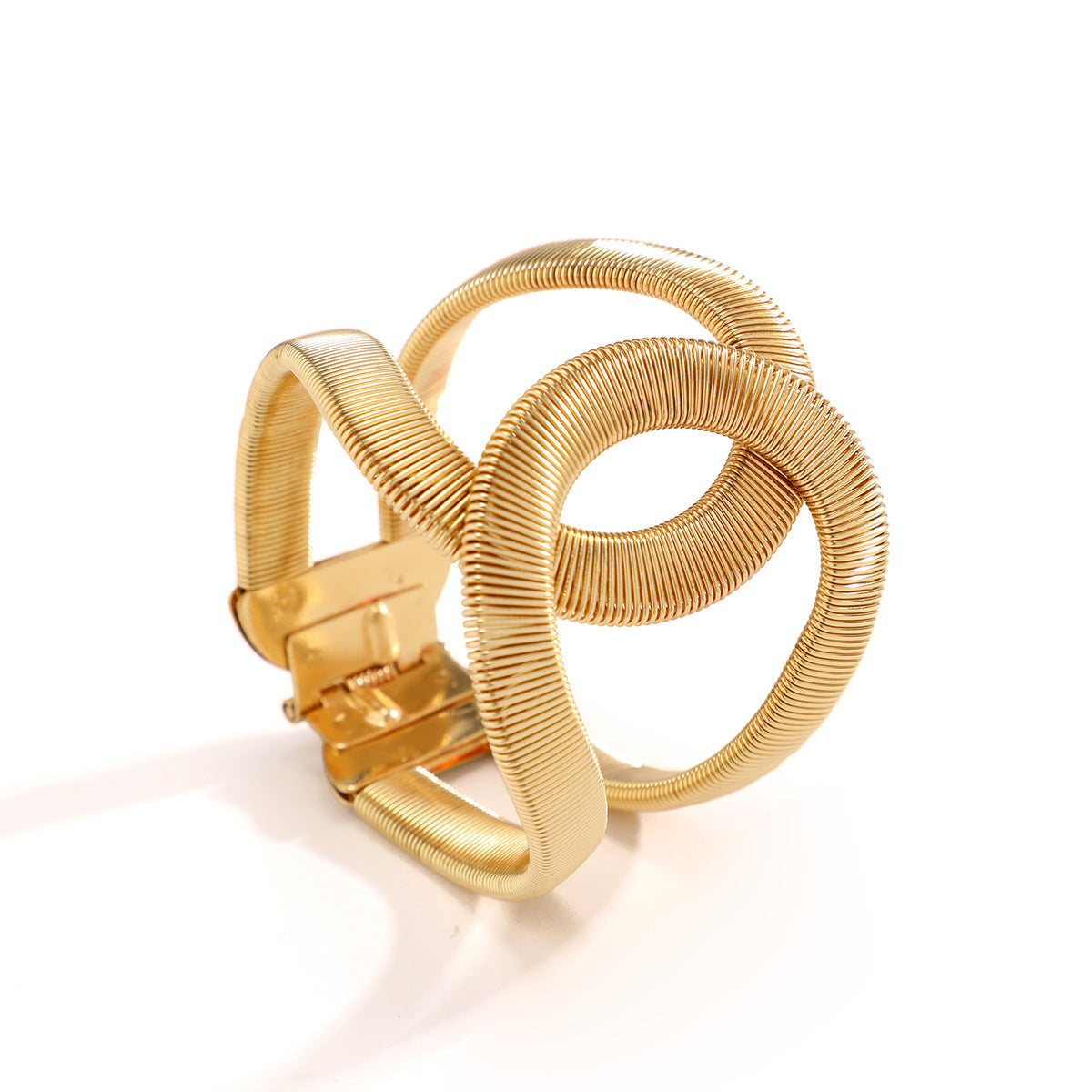 Elegant Striped Geometric Iron Plated Open Cuff Bracelet for Women