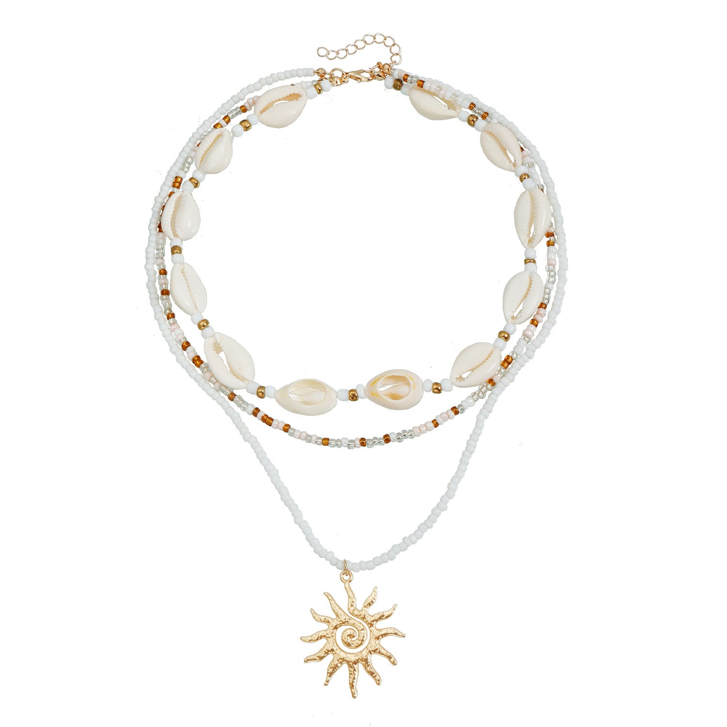 Casual Multi-Layer Geometric Sunflower Alloy Plated Necklace for Women