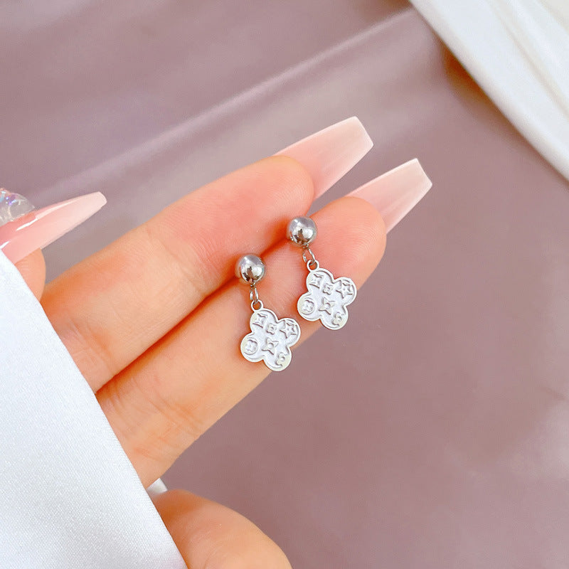 Minimalist Sweet Geometric Titanium Steel Plated Stud Earrings