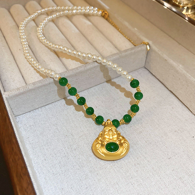 Nuevo Collar Colgante de Loto y Abanico Estilo Chino en Aleación con Baño de Oro, Diseño Geométrico, Elegante Cadena de Clavícula para Mujer
