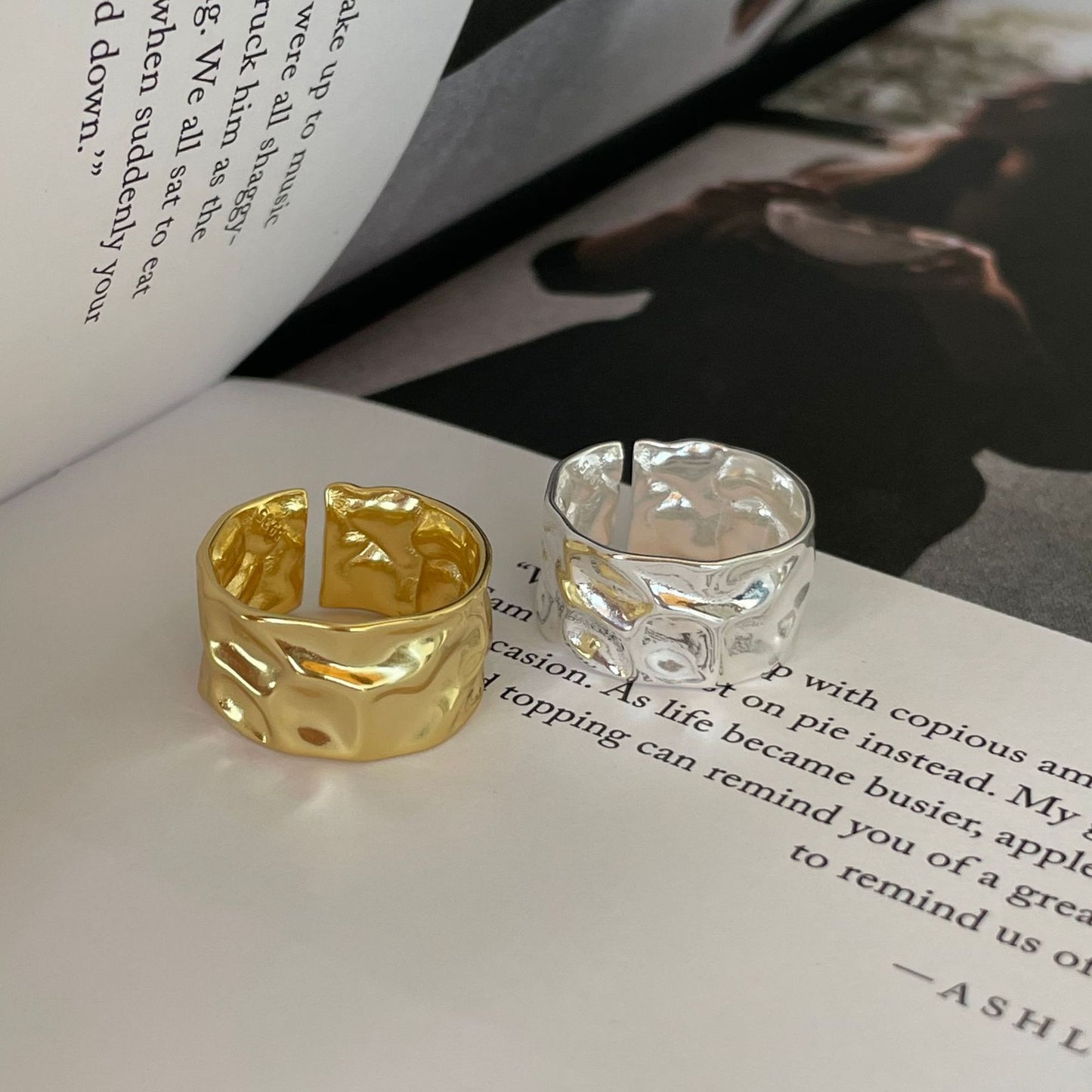 925 Sterling Silver Irregular Heart Ring with Textured Inlay Design for Women