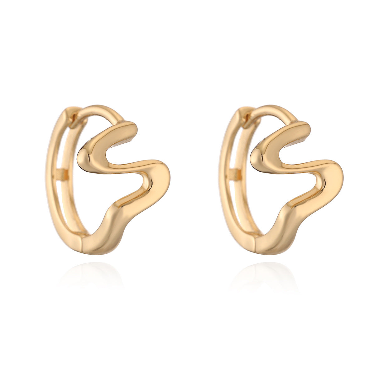 Pendientes minimalistas de cobre con forma geométrica irregular y baño de oro de 18K para mujer