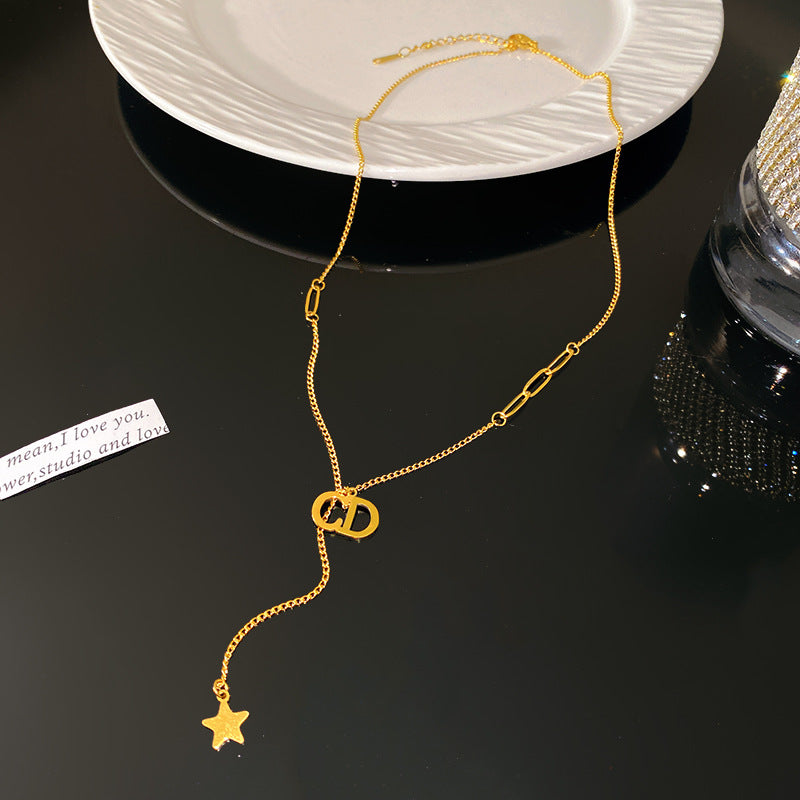 Minimalist Elegant Geometric Titanium Steel Plated Necklace for Women