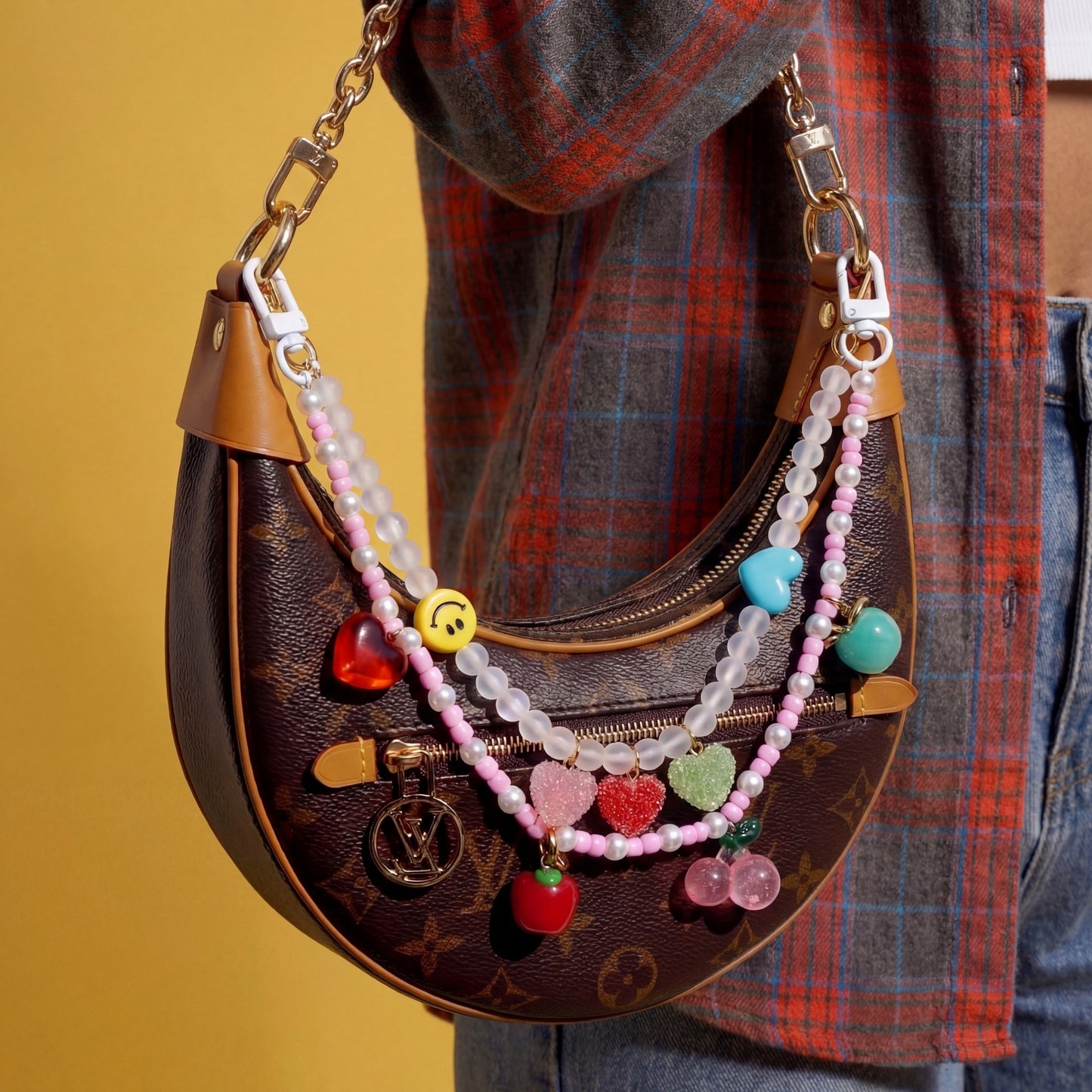 Portachiavi Borsa Carino in Acrilico con Fantasie di Cibo dei Cartoni Animati