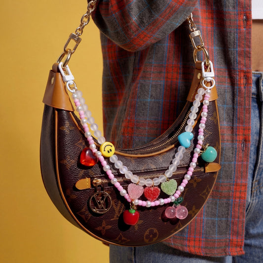 Sweet Acrylic Plated Bag Charm with Cartoon Food Patterns