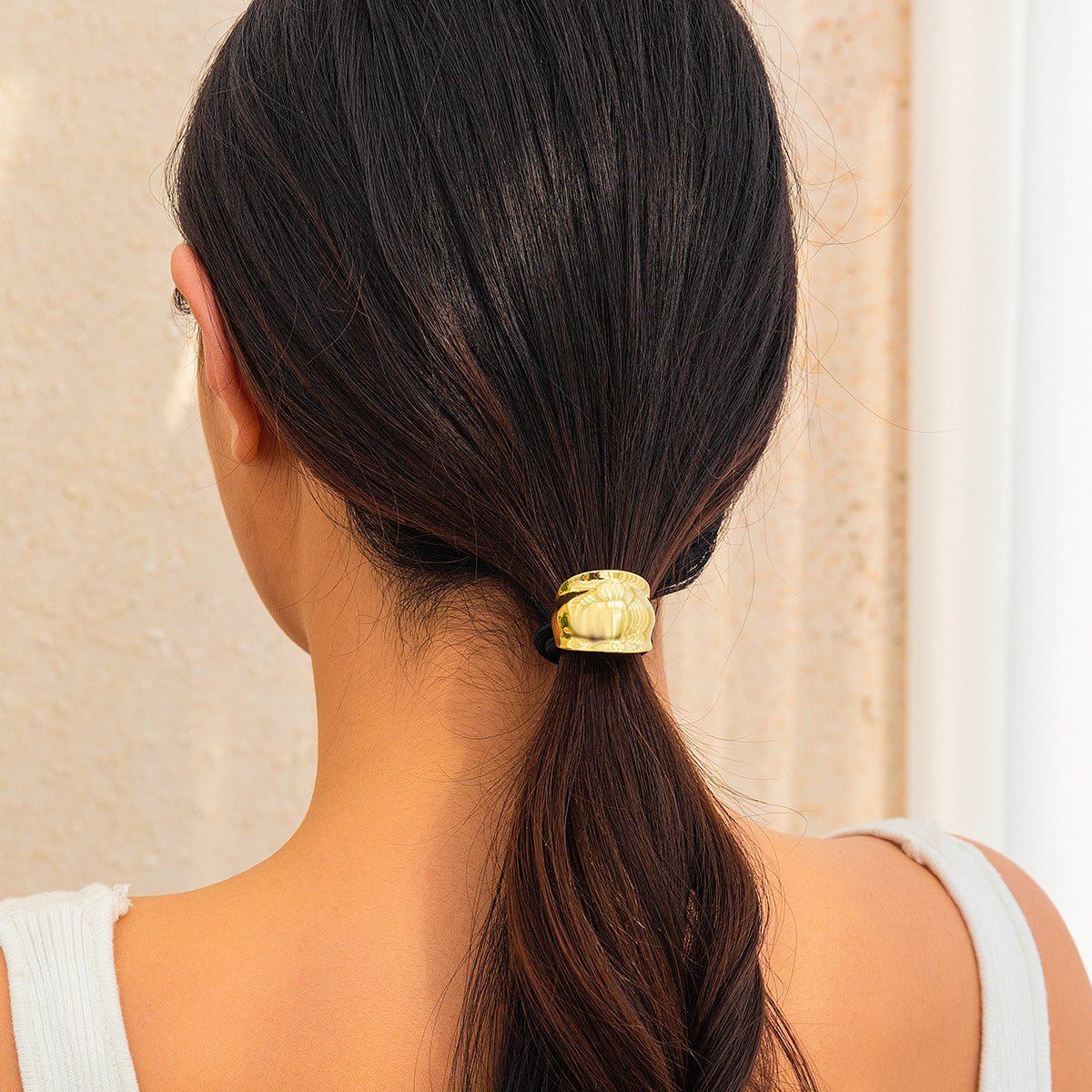 Minimalist Plated Alloy Geometric Folded Hair Clip for Women