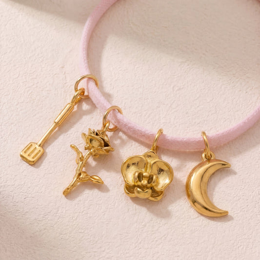 Vintage Floral Plated Stainless Steel Charm Bar
