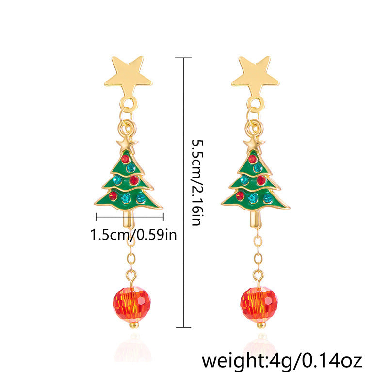 Ins Style Snowflake Shaped Zinc Alloy Dripped Enamel Long Tassel Earrings for Women