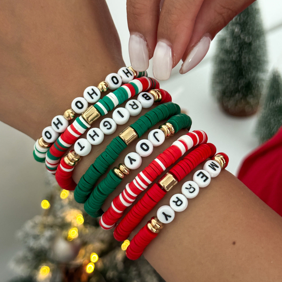 Minimalist Letter Resin Beaded Stretch Bracelet for Women