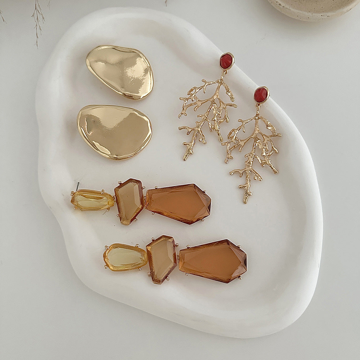 Minimalist Geometric Alloy Plated Earrings for Women